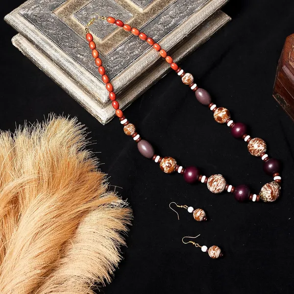 Beaded_Necklace_Earrings_Set_For_Women_Girls_Handmade_Ethnic_Jewellery_Artistic_Design_Hook_Clasp_Lightweight_Fashion_Statement_Vintage_Choker_Clubwear_Wedding_Gift_Set