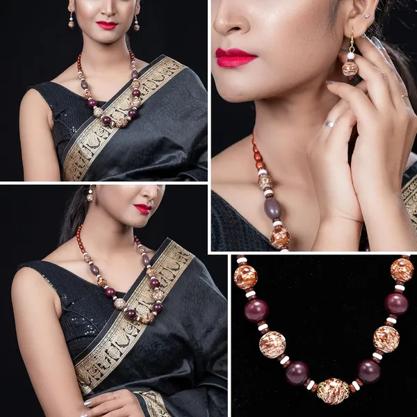Beaded_Necklace_Earrings_Set_For_Women_Girls_Handmade_Ethnic_Jewellery_Artistic_Design_Hook_Clasp_Lightweight_Fashion_Statement_Vintage_Choker_Clubwear_Wedding_Gift_Set