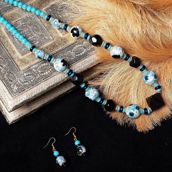 Beaded_Necklace_Earrings_Set_For_Women_Girls_Handmade_Ethnic_Jewellery_Artistic_Design_Hook_Clasp_Lightweight_Fashion_Statement_Vintage_Choker_Clubwear_Wedding_Gift_Set