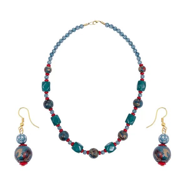 Beaded_Necklace_Earrings_Set_For_Women_Girls_Handmade_Ethnic_Jewellery_Artistic_Design_Hook_Clasp_Lightweight_Fashion_Statement_Vintage_Choker_Clubwear_Wedding_Gift_Set