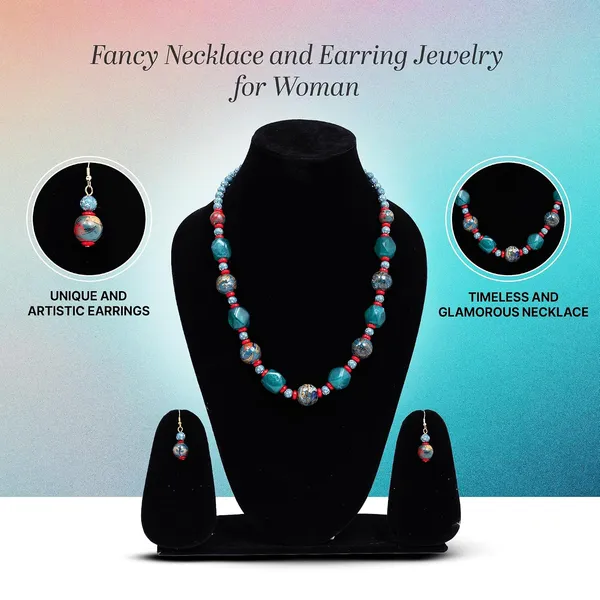 Beaded_Necklace_Earrings_Set_For_Women_Girls_Handmade_Ethnic_Jewellery_Artistic_Design_Hook_Clasp_Lightweight_Fashion_Statement_Vintage_Choker_Clubwear_Wedding_Gift_Set