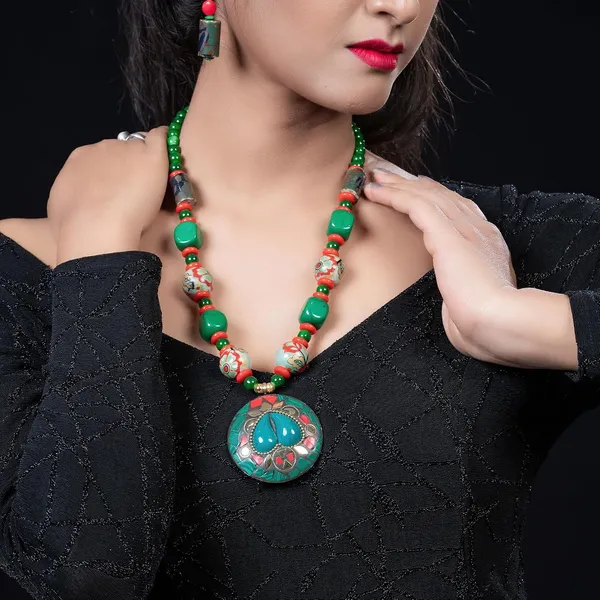 Product_Summary_Beadnest_Tibetan_Pendant_Necklace_Jewellery_Set_For_Women_Girls_Traditional_Afghani_Necklace_With_Tribal_Boho_Style_Earrings_In_Multicolor_Beads_Hook_Lock_Wedding_Retro_Vintage_Fashion_Wear