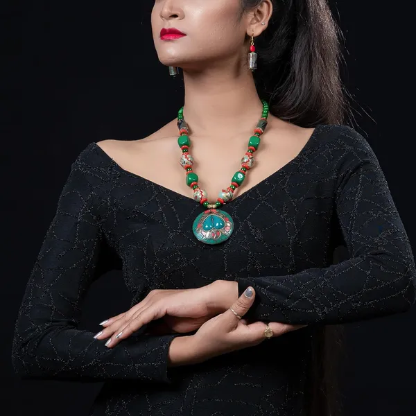 Product_Summary_Beadnest_Tibetan_Pendant_Necklace_Jewellery_Set_For_Women_Girls_Traditional_Afghani_Necklace_With_Tribal_Boho_Style_Earrings_In_Multicolor_Beads_Hook_Lock_Wedding_Retro_Vintage_Fashion_Wear