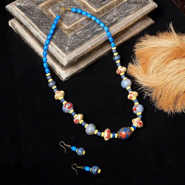 Beaded_Necklace_Earrings_Set_For_Women_Girls_Handmade_Ethnic_Jewellery_Artistic_Design_Hook_Clasp_Lightweight_Fashion_Statement_Vintage_Choker_Clubwear_Wedding_Gift_Set