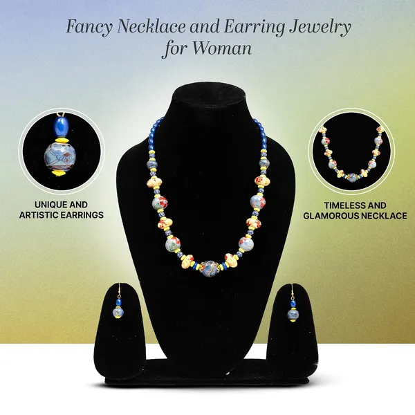Beaded_Necklace_Earrings_Set_For_Women_Girls_Handmade_Ethnic_Jewellery_Artistic_Design_Hook_Clasp_Lightweight_Fashion_Statement_Vintage_Choker_Clubwear_Wedding_Gift_Set
