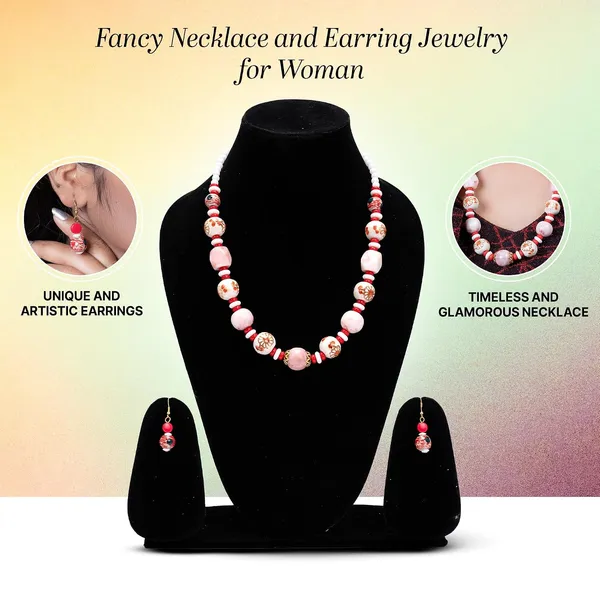 Beaded_Necklace_Earrings_Set_For_Women_Girls_Handmade_Ethnic_Jewellery_Artistic_Design_Hook_Clasp_Lightweight_Fashion_Statement_Vintage_Choker_Clubwear_Wedding_Gift_Set