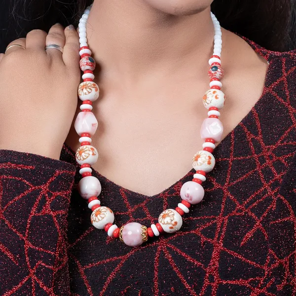 Beaded_Necklace_Earrings_Set_For_Women_Girls_Handmade_Ethnic_Jewellery_Artistic_Design_Hook_Clasp_Lightweight_Fashion_Statement_Vintage_Choker_Clubwear_Wedding_Gift_Set