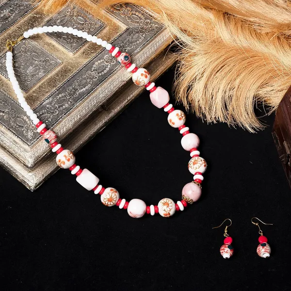 Beaded_Necklace_Earrings_Set_For_Women_Girls_Handmade_Ethnic_Jewellery_Artistic_Design_Hook_Clasp_Lightweight_Fashion_Statement_Vintage_Choker_Clubwear_Wedding_Gift_Set