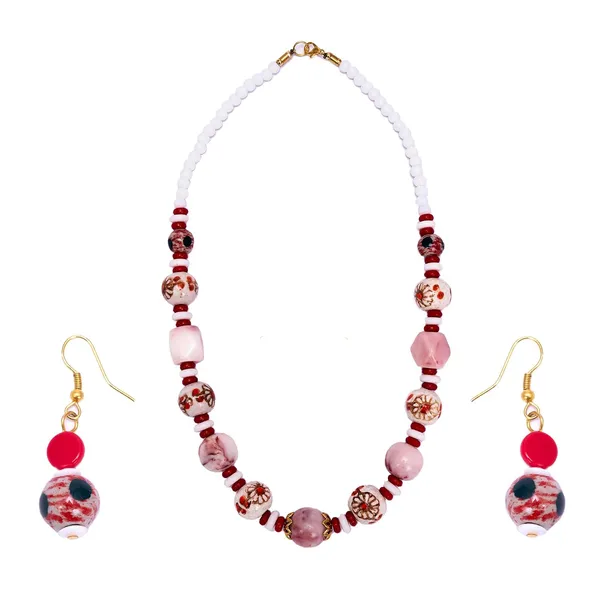 Beaded_Necklace_Earrings_Set_For_Women_Girls_Handmade_Ethnic_Jewellery_Artistic_Design_Hook_Clasp_Lightweight_Fashion_Statement_Vintage_Choker_Clubwear_Wedding_Gift_Set
