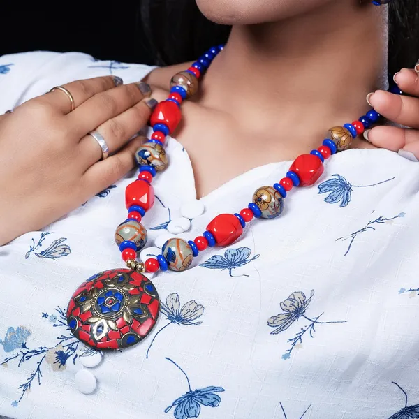 Product_Summary_Beadnest_Tibetan_Pendant_Necklace_Jewellery_Set_For_Women_Girls_Traditional_Afghani_Necklace_With_Tribal_Boho_Style_Earrings_In_Multicolor_Beads_Hook_Lock_Wedding_Retro_Vintage_Fashion_Wear