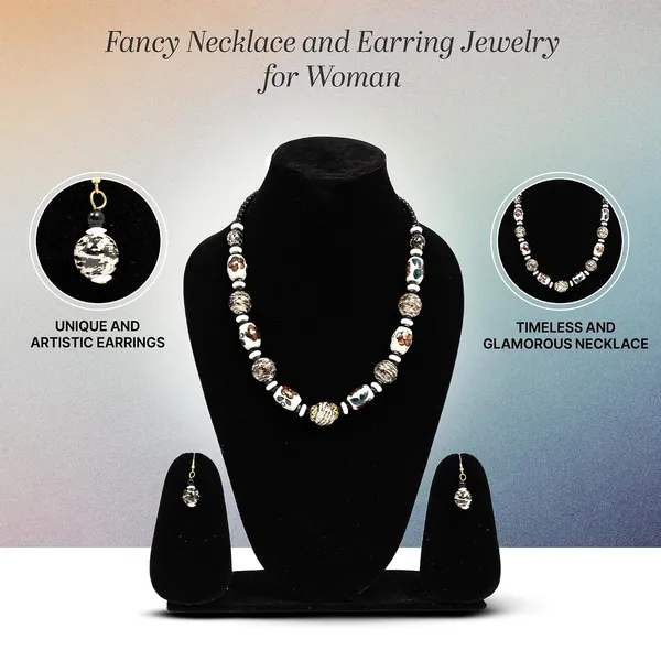 Beaded_Necklace_Earrings_Set_For_Women_Girls_Handmade_Ethnic_Jewellery_Artistic_Design_Hook_Clasp_Lightweight_Fashion_Statement_Vintage_Choker_Clubwear_Wedding_Gift_Set