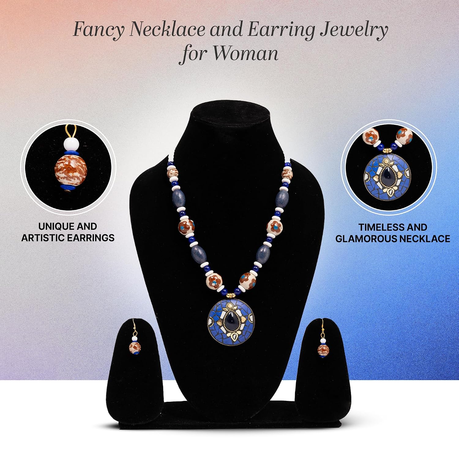 Product_Summary_Beadnest_Tibetan_Pendant_Necklace_Jewellery_Set_For_Women_Girls_Traditional_Afghani_Necklace_With_Tribal_Boho_Style_Earrings_In_Multicolor_Beads_Hook_Lock_Wedding_Retro_Vintage_Fashion_Wear