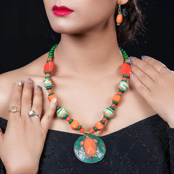 Product_Summary_Beadnest_Tibetan_Pendant_Necklace_Jewellery_Set_For_Women_Girls_Traditional_Afghani_Necklace_With_Tribal_Boho_Style_Earrings_In_Multicolor_Beads_Hook_Lock_Wedding_Retro_Vintage_Fashion_Wear