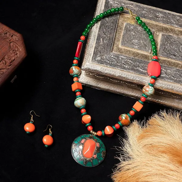 Product_Summary_Beadnest_Tibetan_Pendant_Necklace_Jewellery_Set_For_Women_Girls_Traditional_Afghani_Necklace_With_Tribal_Boho_Style_Earrings_In_Multicolor_Beads_Hook_Lock_Wedding_Retro_Vintage_Fashion_Wear