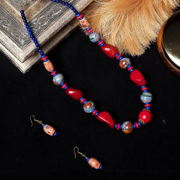 Beaded_Necklace_Earrings_Set_For_Women_Girls_Handmade_Ethnic_Jewellery_Artistic_Design_Hook_Clasp_Lightweight_Fashion_Statement_Vintage_Choker_Clubwear_Wedding_Gift_Set