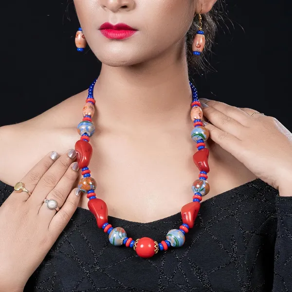 Beaded_Necklace_Earrings_Set_For_Women_Girls_Handmade_Ethnic_Jewellery_Artistic_Design_Hook_Clasp_Lightweight_Fashion_Statement_Vintage_Choker_Clubwear_Wedding_Gift_Set