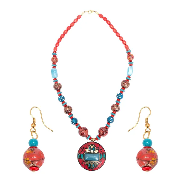 Product_Summary_Beadnest_Tibetan_Pendant_Necklace_Jewellery_Set_For_Women_Girls_Traditional_Afghani_Necklace_With_Tribal_Boho_Style_Earrings_In_Multicolor_Beads_Hook_Lock_Wedding_Retro_Vintage_Fashion_Wear