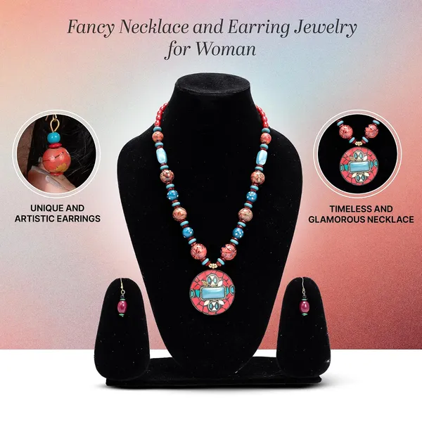 Product_Summary_Beadnest_Tibetan_Pendant_Necklace_Jewellery_Set_For_Women_Girls_Traditional_Afghani_Necklace_With_Tribal_Boho_Style_Earrings_In_Multicolor_Beads_Hook_Lock_Wedding_Retro_Vintage_Fashion_Wear