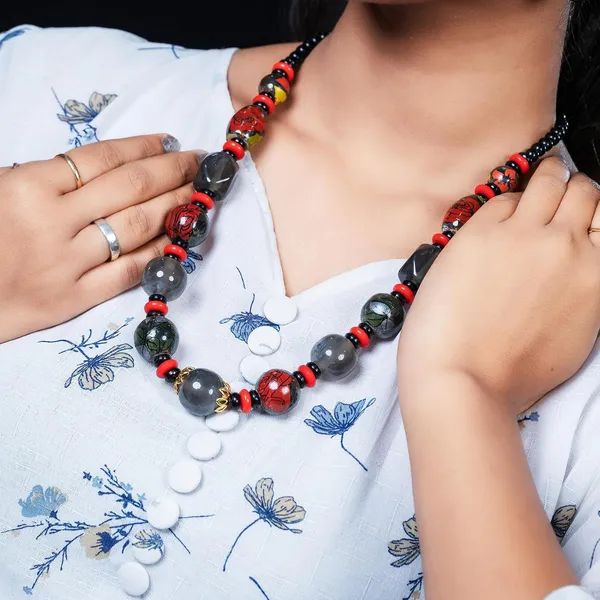 Beaded_Necklace_Earrings_Set_For_Women_Girls_Handmade_Ethnic_Jewellery_Artistic_Design_Hook_Clasp_Lightweight_Fashion_Statement_Vintage_Choker_Clubwear_Wedding_Gift_Set