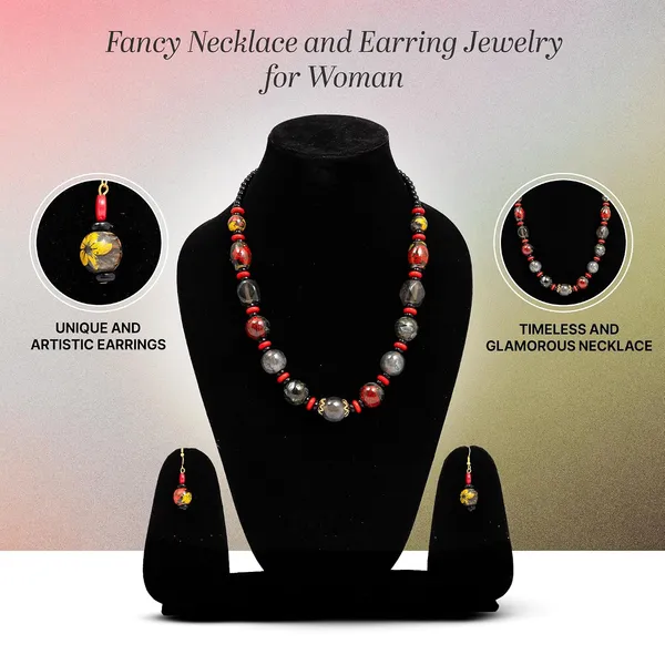 Beaded_Necklace_Earrings_Set_For_Women_Girls_Handmade_Ethnic_Jewellery_Artistic_Design_Hook_Clasp_Lightweight_Fashion_Statement_Vintage_Choker_Clubwear_Wedding_Gift_Set