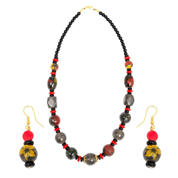Beaded_Necklace_Earrings_Set_For_Women_Girls_Handmade_Ethnic_Jewellery_Artistic_Design_Hook_Clasp_Lightweight_Fashion_Statement_Vintage_Choker_Clubwear_Wedding_Gift_Set