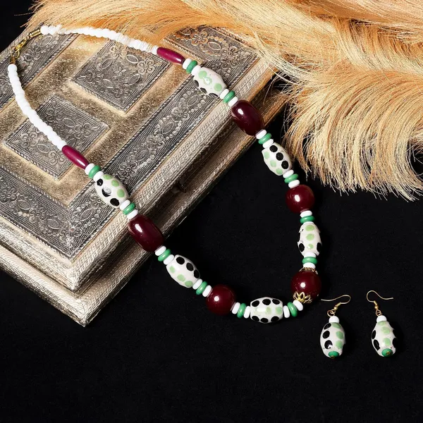 Beaded_Necklace_Earrings_Set_For_Women_Girls_Handmade_Ethnic_Jewellery_Artistic_Design_Hook_Clasp_Lightweight_Fashion_Statement_Vintage_Choker_Clubwear_Wedding_Gift_Set