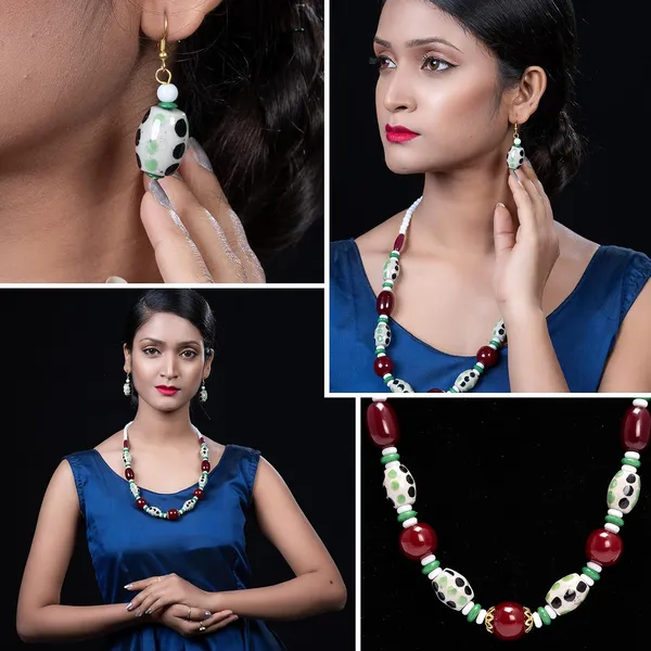 Beaded_Necklace_Earrings_Set_For_Women_Girls_Handmade_Ethnic_Jewellery_Artistic_Design_Hook_Clasp_Lightweight_Fashion_Statement_Vintage_Choker_Clubwear_Wedding_Gift_Set