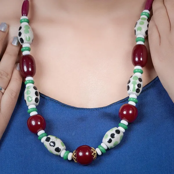Beaded_Necklace_Earrings_Set_For_Women_Girls_Handmade_Ethnic_Jewellery_Artistic_Design_Hook_Clasp_Lightweight_Fashion_Statement_Vintage_Choker_Clubwear_Wedding_Gift_Set