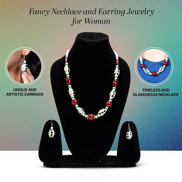 Beaded_Necklace_Earrings_Set_For_Women_Girls_Handmade_Ethnic_Jewellery_Artistic_Design_Hook_Clasp_Lightweight_Fashion_Statement_Vintage_Choker_Clubwear_Wedding_Gift_Set