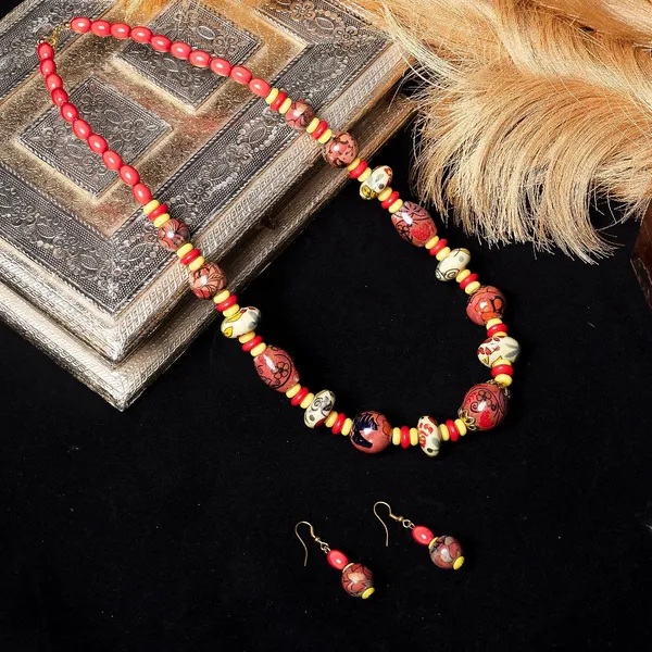 Beaded_Necklace_Earrings_Set_For_Women_Girls_Handmade_Ethnic_Jewellery_Artistic_Design_Hook_Clasp_Lightweight_Fashion_Statement_Vintage_Choker_Clubwear_Wedding_Gift_Set