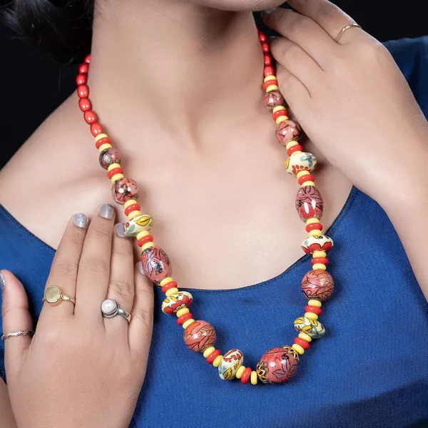 Beaded_Necklace_Earrings_Set_For_Women_Girls_Handmade_Ethnic_Jewellery_Artistic_Design_Hook_Clasp_Lightweight_Fashion_Statement_Vintage_Choker_Clubwear_Wedding_Gift_Set