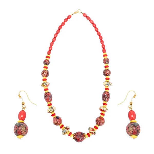 Beaded_Necklace_Earrings_Set_For_Women_Girls_Handmade_Ethnic_Jewellery_Artistic_Design_Hook_Clasp_Lightweight_Fashion_Statement_Vintage_Choker_Clubwear_Wedding_Gift_Set