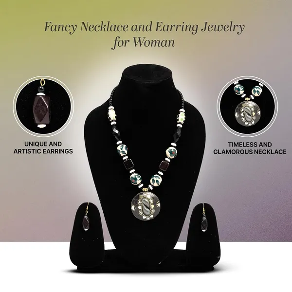 Product_Summary_Beadnest_Tibetan_Pendant_Necklace_Jewellery_Set_For_Women_Girls_Traditional_Afghani_Necklace_With_Tribal_Boho_Style_Earrings_In_Multicolor_Beads_Hook_Lock_Wedding_Retro_Vintage_Fashion_Wear