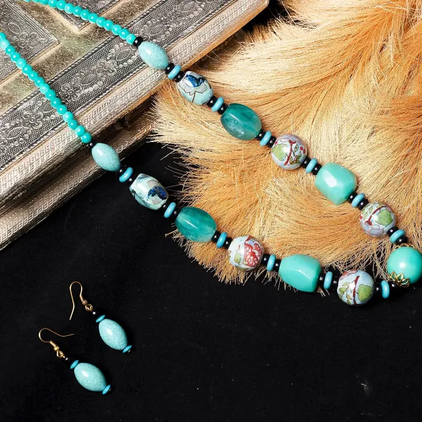 Beaded_Necklace_Earrings_Set_For_Women_Girls_Handmade_Ethnic_Jewellery_Artistic_Design_Hook_Clasp_Lightweight_Fashion_Statement_Vintage_Choker_Clubwear_Wedding_Gift_Set