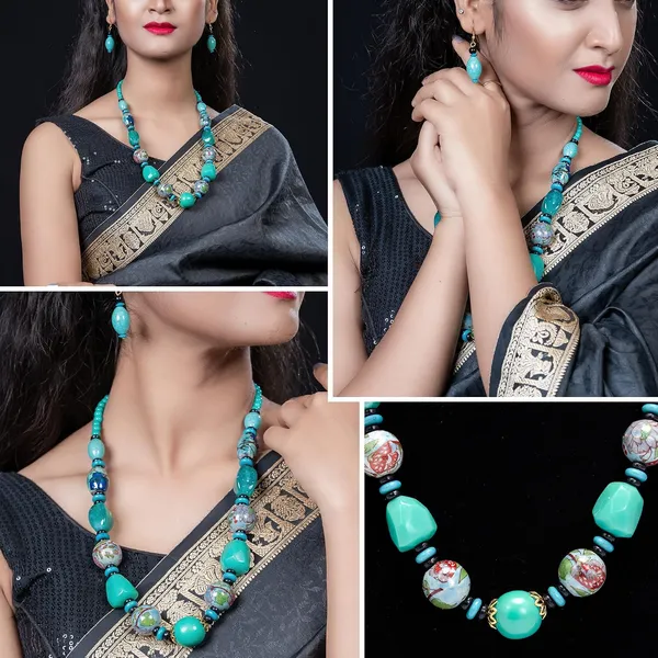 Beaded_Necklace_Earrings_Set_For_Women_Girls_Handmade_Ethnic_Jewellery_Artistic_Design_Hook_Clasp_Lightweight_Fashion_Statement_Vintage_Choker_Clubwear_Wedding_Gift_Set