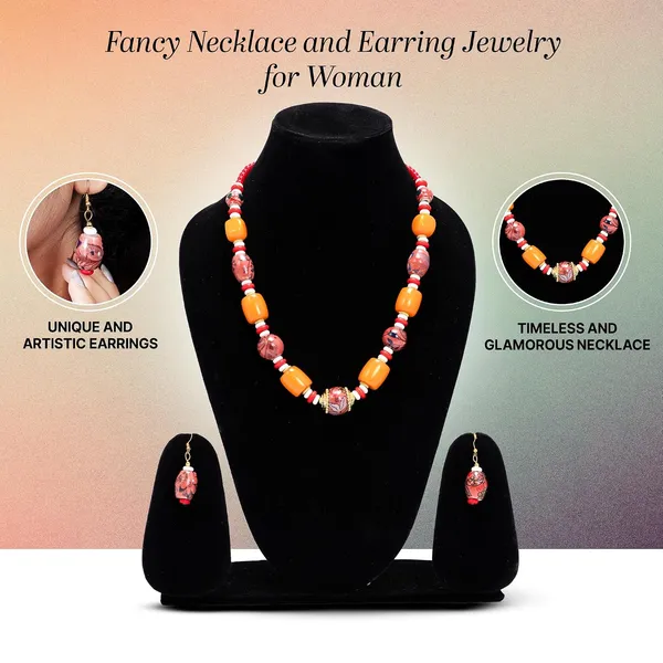 Beaded_Necklace_Earrings_Set_For_Women_Girls_Handmade_Ethnic_Jewellery_Artistic_Design_Hook_Clasp_Lightweight_Fashion_Statement_Vintage_Choker_Clubwear_Wedding_Gift_Set