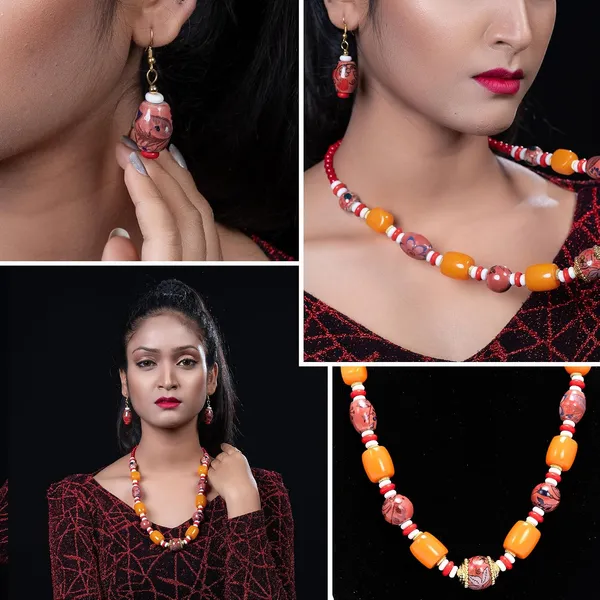 Beaded_Necklace_Earrings_Set_For_Women_Girls_Handmade_Ethnic_Jewellery_Artistic_Design_Hook_Clasp_Lightweight_Fashion_Statement_Vintage_Choker_Clubwear_Wedding_Gift_Set