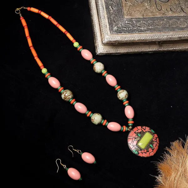 Product_Summary_Beadnest_Tibetan_Pendant_Necklace_Jewellery_Set_For_Women_Girls_Traditional_Afghani_Necklace_With_Tribal_Boho_Style_Earrings_In_Multicolor_Beads_Hook_Lock_Wedding_Retro_Vintage_Fashion_Wear