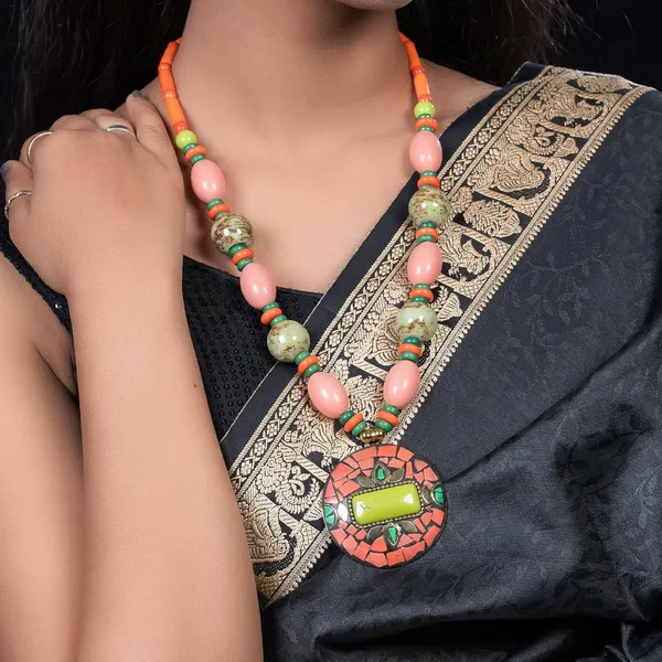 Product_Summary_Beadnest_Tibetan_Pendant_Necklace_Jewellery_Set_For_Women_Girls_Traditional_Afghani_Necklace_With_Tribal_Boho_Style_Earrings_In_Multicolor_Beads_Hook_Lock_Wedding_Retro_Vintage_Fashion_Wear
