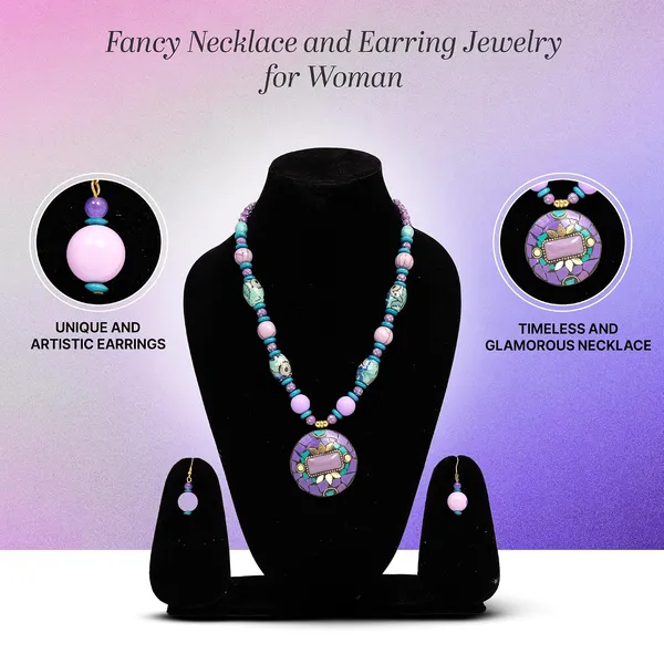 Product_Summary_Beadnest_Tibetan_Pendant_Necklace_Jewellery_Set_For_Women_Girls_Traditional_Afghani_Necklace_With_Tribal_Boho_Style_Earrings_In_Multicolor_Beads_Hook_Lock_Wedding_Retro_Vintage_Fashion_Wear
