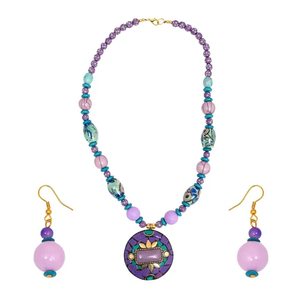 Product_Summary_Beadnest_Tibetan_Pendant_Necklace_Jewellery_Set_For_Women_Girls_Traditional_Afghani_Necklace_With_Tribal_Boho_Style_Earrings_In_Multicolor_Beads_Hook_Lock_Wedding_Retro_Vintage_Fashion_Wear