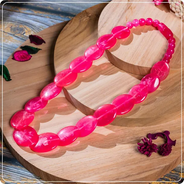 Multicolor_Beaded_Statement_Necklace_For_Women_And_Girls_Oval_Shaped_Large_Round_Bead_Vintage_Jewellery_Retro_Boho_Trendy_Fashion_Wedding_Celebratory_Beach_Wear_For_Ladies_Gifting