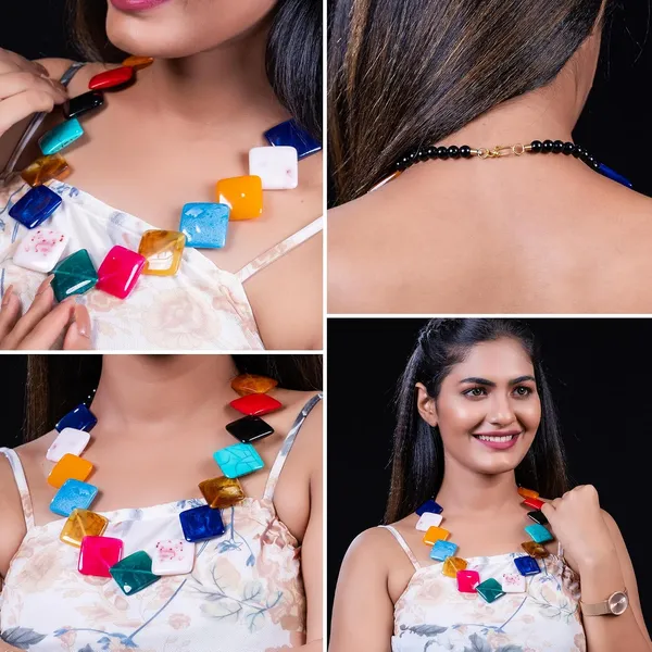 Multicolor_Beaded_Statement_Necklace_For_Women_And_Girls_Oval_Shaped_Large_Round_Bead_Vintage_Jewellery_Retro_Boho_Trendy_Fashion_Wedding_Celebratory_Beach_Wear_For_Ladies_Gifting