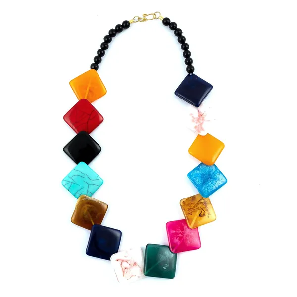 Multicolor_Beaded_Statement_Necklace_For_Women_And_Girls_Oval_Shaped_Large_Round_Bead_Vintage_Jewellery_Retro_Boho_Trendy_Fashion_Wedding_Celebratory_Beach_Wear_For_Ladies_Gifting