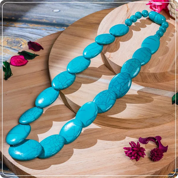 Multicolor_Beaded_Statement_Necklace_For_Women_And_Girls_Oval_Shaped_Large_Round_Bead_Vintage_Jewellery_Retro_Boho_Trendy_Fashion_Wedding_Celebratory_Beach_Wear_For_Ladies_Gifting