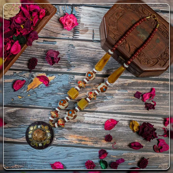 Tibetan_Pendant_Necklace_Jewellery_For_Women_Girls_Traditional_Afghani_Handcrafted_With_Tribal_Style_Multicolor_Beads_Lightweight_Boho_Statement_Ethnic_Wedding_Gift