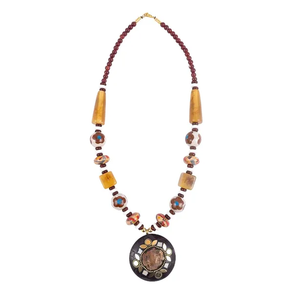 Tibetan_Pendant_Necklace_Jewellery_For_Women_Girls_Traditional_Afghani_Handcrafted_With_Tribal_Style_Multicolor_Beads_Lightweight_Boho_Statement_Ethnic_Wedding_Gift