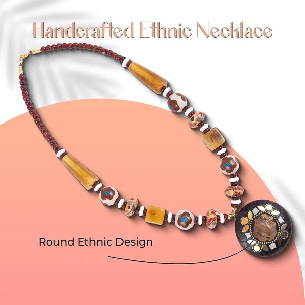 Tibetan_Pendant_Necklace_Jewellery_For_Women_Girls_Traditional_Afghani_Handcrafted_With_Tribal_Style_Multicolor_Beads_Lightweight_Boho_Statement_Ethnic_Wedding_Gift