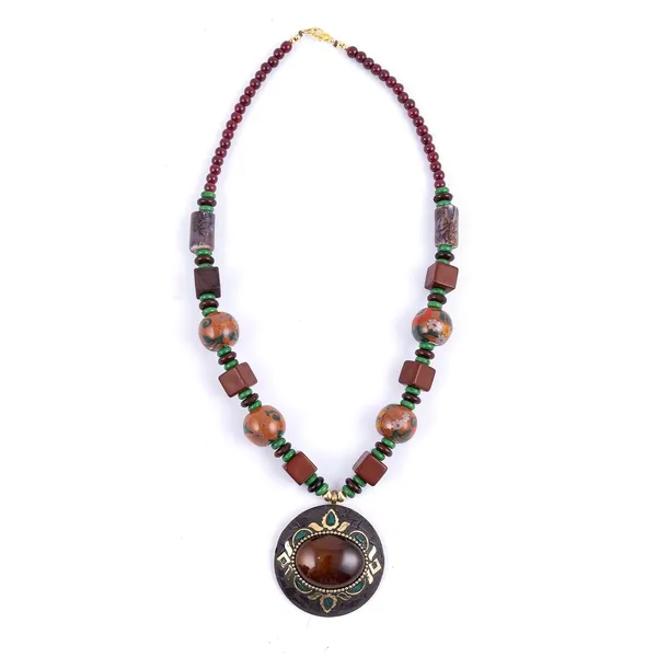 Tibetan_Pendant_Necklace_Jewellery_For_Women_Girls_Traditional_Afghani_Handcrafted_With_Tribal_Style_Multicolor_Beads_Lightweight_Boho_Statement_Ethnic_Wedding_Gift