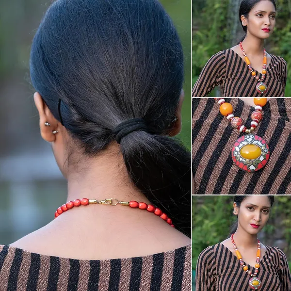 Tibetan_Pendant_Necklace_Jewellery_For_Women_Girls_Traditional_Afghani_Handcrafted_With_Tribal_Style_Multicolor_Beads_Lightweight_Boho_Statement_Ethnic_Wedding_Gift